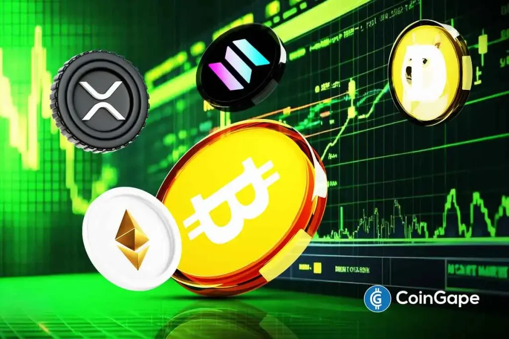 An image of Bitcoin logo and the top gainers